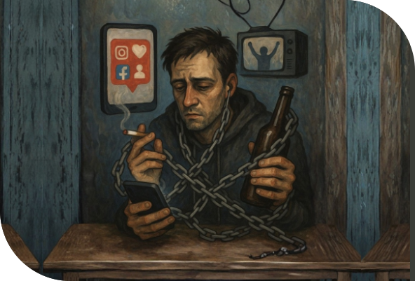Illustration of a person taking steps toward recovery and receiving supportive care