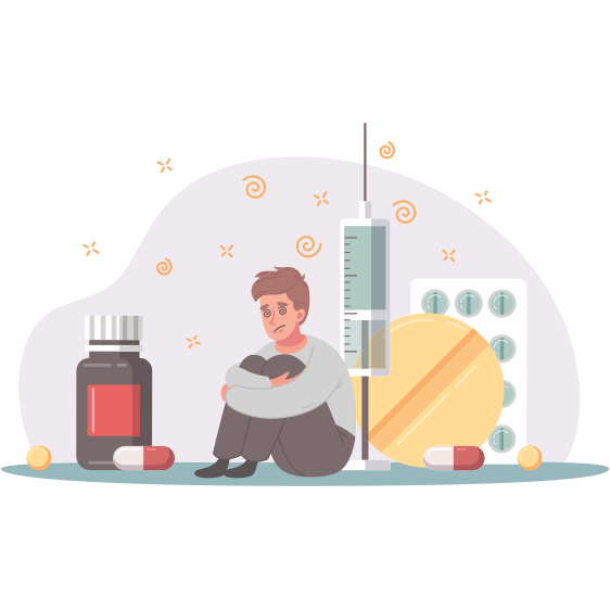 Illustration representing frequently asked questions about addiction therapy