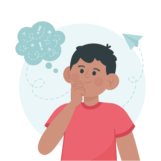 Illustration representing frequently asked questions about ADHD support