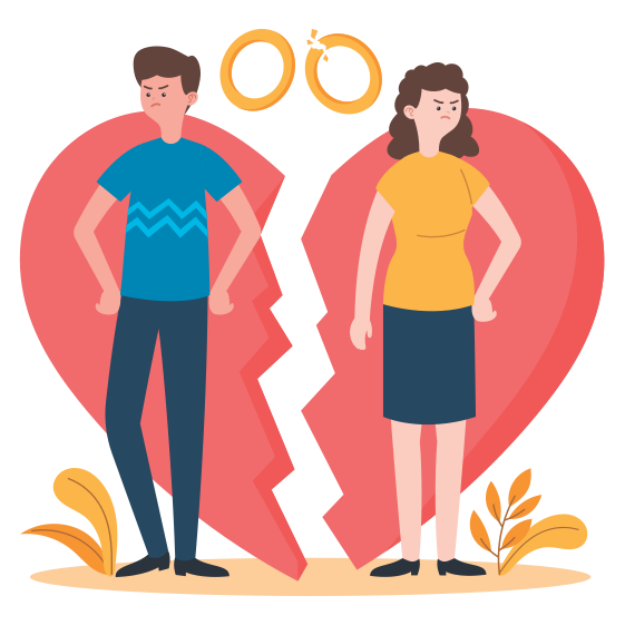 Illustration representing frequently asked questions about breakup counselling