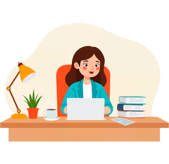 Graphic of a clinician offering stress-management guidance